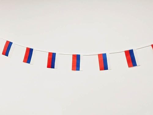 Russische Flagge, 40 Stück, Russische Flagge, Russland Girlande 11,4 m, Russland, Nationalflagge Europäische Flaggen 14 x 21 cm für Gartenbar-Dekorationen (Russland) von Pandiui23