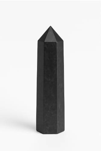 Turm aus Stein, Zauberstab aus Shungit, Naturkristallquarz, sechseckige Glassäule, Felsturm, Shungit-Stäbe, Turm (Schungit, 7-8 cm) von Pandiui23