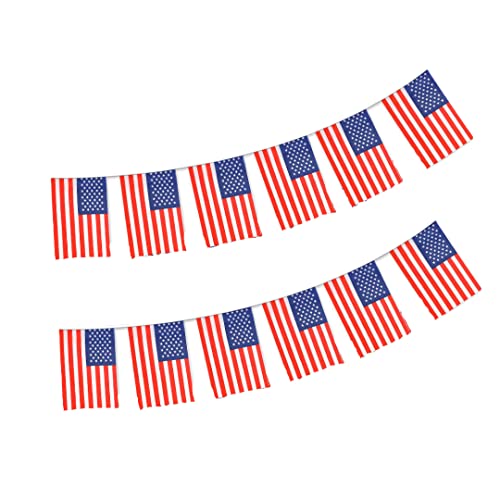 USA Flagge 40 Stück USA Flagge Girlande 11.4M USA Wimpel USA Flagge Nationalflagge 14 * 21 cm für Gartenbar Dekorationen von Pandiui23
