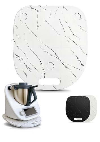 Pandonix® Gleitbrett für Thermomix TM6 TM5, Thermomix Rollbrett TM6 mit Handgriff, Thermomix Brett müheloses Verschieben Rollbrett (Weiß-Marmor) von Pandonix