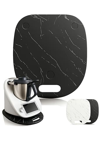 Pandonix® Gleitbrett für Thermomix TM6 TM5, Thermomix Rollbrett TM6 mit Handgriff, Thermomix Brett müheloses Verschieben - Rollbrett Schwarz (Schwarz-Marmor) von Pandonix