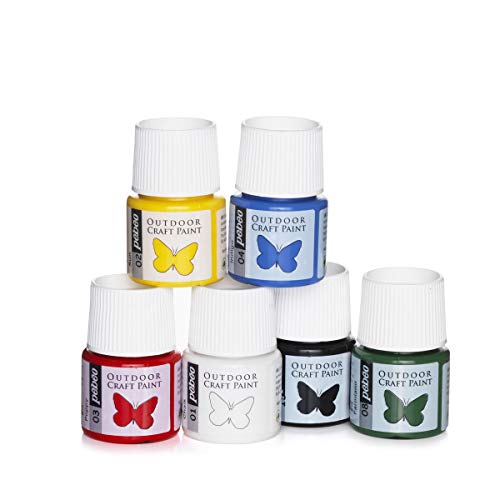 Panduro Acrylfarben Set, Basic Set-6 x 20ml Wasserbasierte Acrylfarben ideal für den Außenbereich auf Holzfarbe, Steinen, Metall, Beton & Leder, perfekt für Einsteiger und Profis in Bastelprojekten. von Panduro