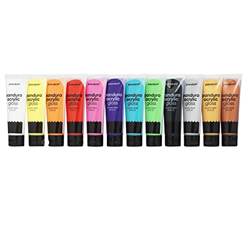 Panduro Acrylfarben in Studioqualität für Kinder 12 Stück x 30 ml, hochwertig, deckend, dickflüssig, vegan, Farben auf Wasserbasis zum Bemalen von Panduro