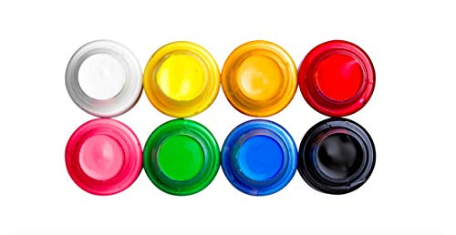 Panduro Bastelfarbe Set auf Wasserbasis - Basic Grundfarben Matt Farben 8 x20 ml - Hobby Farbe Indoor Gebrauch - für Leinwand, Stein, Papier von Panduro