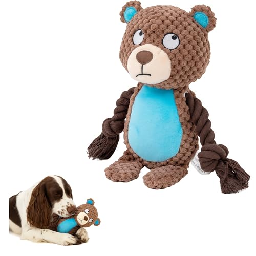 PandySarp Plüschbär Hundespielzeug mit Seilarmen, Quietschendes interaktives Haustierspielzeug, Braun und Blau, für kleine und mittelgroße Hunde PandySarp Plüschbär Hundespielzeug mit Seilarmen, Quietschendes interaktives Haustierspielzeug, Braun und Blau, für kleine und mittelgroße Hunde von PandySarp