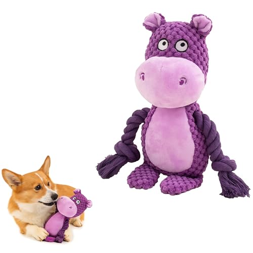 Plüsch Nilpferd Hundespielzeug mit Seilarmen Quietschendes Interaktives Haustier Spielzeug Lila für Kleine Mittlere Hunde Plüsch Nilpferd Hundespielzeug mit Seilarmen Quietschendes Interaktives Haustier Spielzeug Lila für Kleine Mittlere Hunde von PandySarp