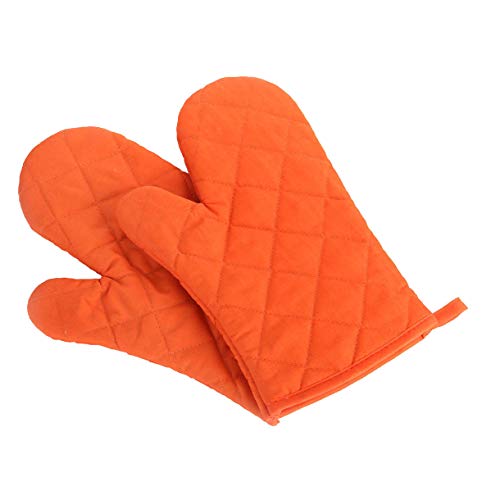 Panegy Hitzebeständig Ofenhandschuhe Verdickte Hitzeresistente Topfhandschuhe Topflappen Backhandschuhe, Baumwolle, 1 Paar Orange von Panegy