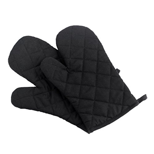 Panegy Hitzebeständig Ofenhandschuhe Verdickte Hitzeresistente Topfhandschuhe Topflappen Backhandschuhe, Baumwolle, 1 Paar Schwarz von Panegy