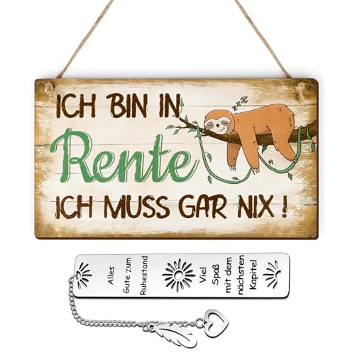 2 Stück Ruhestand Geschenk für Männer und Frauen,Lesezeichen Metall - ICH BIN IN RENTE-Holzschild für Wand, Tür oder Fenster Dekoration und Geschenkidee für Rentner, Rentnerin, Kollegen und Freunde, 2 Stück Ruhestand Geschenk für Männer und Frauen,Lesezeichen Metall - ICH BIN IN RENTE-Holzschild für Wand, Tür oder Fenster Dekoration und Geschenkidee für Rentner, Rentnerin, Kollegen und Freunde, von PangWuu