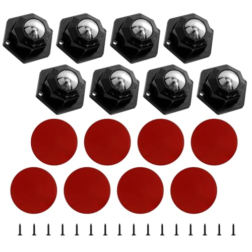 8 Stück schwarze Möbelrollen 20mm, 360 Grad Rollen, Selbstklebendes Rollenrad Kugelrollen, geeignet für Küchengeräte, Kleinmöbel & Mülleimerbox von PangWuu