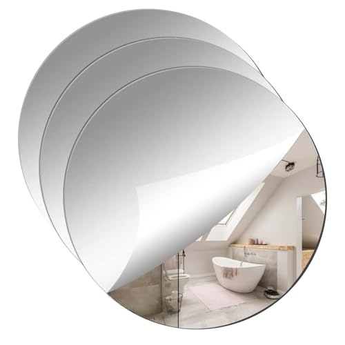 PangWuu 3 Stück Runde Selbstklebende Spiegel aus Acryl – 20 cm Wandspiegel Set, Bruchsichere Spiegelfolie zum Aufkleben, Dekospiegel für Wohnzimmer, Schlafzimmer, Flur, Bad PangWuu 3 Stück Runde Selbstklebende Spiegel aus Acryl – 20 cm Wandspiegel Set, Bruchsichere Spiegelfolie zum Aufkleben, Dekospiegel für Wohnzimmer, Schlafzimmer, Flur, Bad von PangWuu