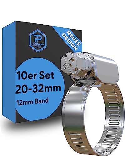 Pangaea Tech Edelstahl Schlauchschellen 20-32mm 10 Stück - Profi Qualität nach DIN 3017 (W2) - Schlauchschellen Set für Pool, Teich und Garten von Pangaea Tech