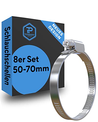 Pangaea Tech Edelstahl Schlauchschellen 50-70 mm 8 Stück - Profi Qualität nach DIN 3017 (W2) - Schlauchschellen Set für Pool, Teich und Garten von Pangaea Tech