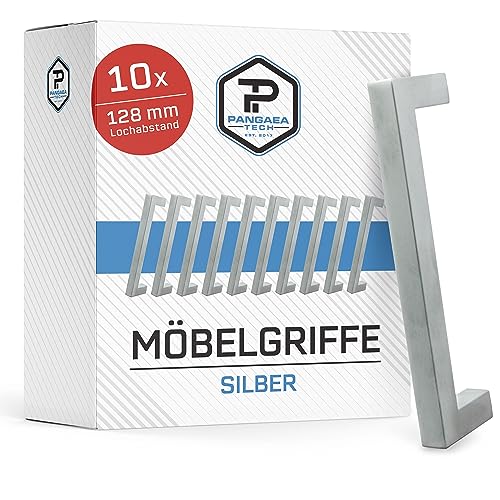 Pangaea Tech Schrankgriffe silber 10x - Lochabstand 128 mm - elegante Küchengriffe, Möbelgriffe oder Schubladengriffe aus Edelstahl im Landhaus-Stil von Pangaea Tech