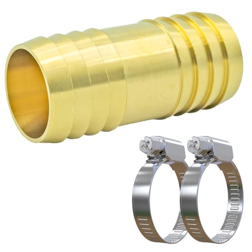 Schlauchverbinder 1 1/4 Zoll aus Messing - Set mit 2 Edelstahl_Schlauchschellen - Schlauch Verbindungsstück für Schläuche mit 32mm Innendurchmesser von Pangaea Tech