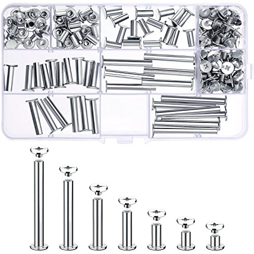 80 Set Chicago Bindung Schrauben Assortiert Kit 7 Verschiedene Größen Metall Runde Kreuzkopf Zucht Schraube Beiträge Nagel Niet Chicago Taste für DIY Leder Dekoration Buchbinderei von Pangda