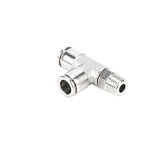 Pangocho Pneumatische Schlauchverschraubung aus Edelstahl 304, 8 mm, Vollmetall-Schnellverschluss-Rohrverbinder, 1/2, 1/8, 1/4, 3/8(6-01,PD) von Pangocho