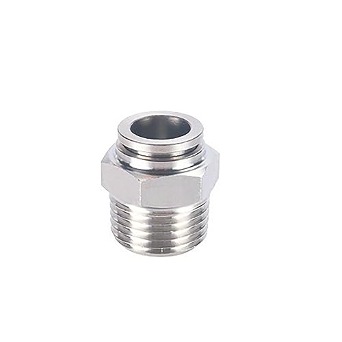Pangocho Pneumatische Schlauchverschraubung aus Edelstahl 304, 8 mm, Vollmetall-Schnellverschluss-Rohrverbinder, 1/2, 1/8, 1/4, 3/8(6-02,PC) von Pangocho