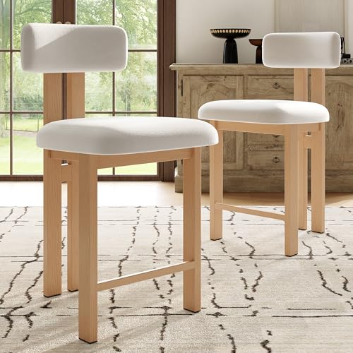 Ergonomischer Esszimmerstuhl mit hochwertigem Stoff, Holzmaserung, 9cm Polsterung, rutschfesten Fußpolstern, Stabiler Metallrahmen, 2er Set, Weiß, Modernes Design Ergonomischer Esszimmerstuhl mit hochwertigem Stoff, Holzmaserung, 9cm Polsterung, rutschfesten Fußpolstern, Stabiler Metallrahmen, 2er Set, Weiß, Modernes Design von Pangshiyuan