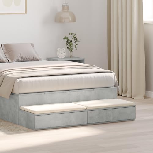 Nachttisch mit 4 Schubladen, Holzwerkstoff, Beton-Grau Finish, Modernes Design, Viel Stauraum, Kompakte Größe, 120x36.5x16.5 cm Nachttisch mit 4 Schubladen, Holzwerkstoff, Beton-Grau Finish, Modernes Design, Viel Stauraum, Kompakte Größe, 120x36.5x16.5 cm von Pangshiyuan