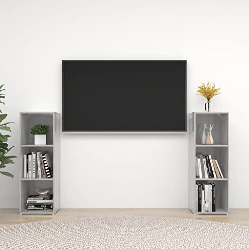 Pangshiyuan 2-Piece TV Stand Set, Engineered Wood, Modern Design, Media Console, Storage Shelf, Concrete Gray, 107 x 35 x 37cm Pangshiyuan 2-Piece TV Stand Set, Engineered Wood, Modern Design, Media Console, Storage Shelf, Concrete Gray, 107 x 35 x 37cm von Pangshiyuan