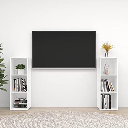 Pangshiyuan 2-Piece TV Stand Set, Engineered Wood, Modern Design, Storage Console, Media Shelf, White, 107 x 35 x 37cm Pangshiyuan 2-Piece TV Stand Set, Engineered Wood, Modern Design, Storage Console, Media Shelf, White, 107 x 35 x 37cm von Pangshiyuan