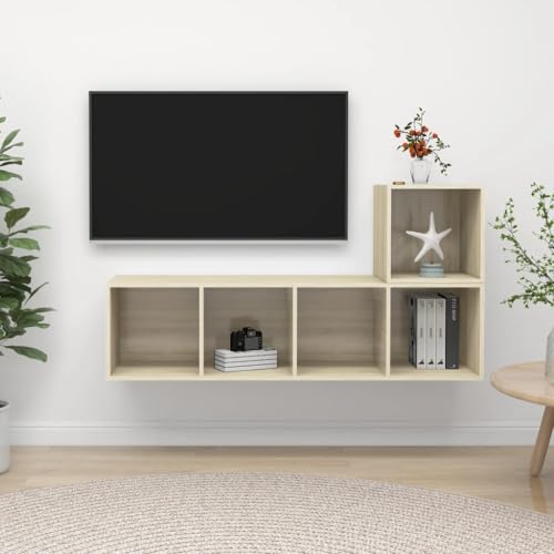 Pangshiyuan 2-Piece Wall-Mounted TV Cabinet Set, Engineered Wood, Modern Design, Media Console, Storage Shelf, Sonoma Oak, 37 x 37 x 37cm, 37 x 37 x 142.5cm Pangshiyuan 2-Piece Wall-Mounted TV Cabinet Set, Engineered Wood, Modern Design, Media Console, Storage Shelf, Sonoma Oak, 37 x 37 x 37cm, 37 x 37 x 142.5cm von Pangshiyuan