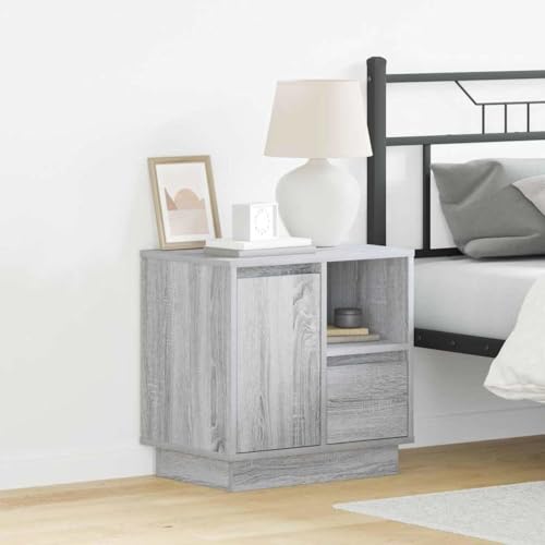 Pangshiyuan 2 Stück LED-Nachttische Grau Sonoma mit Schublade und Regal, Modernes Schlafzimmermöbel, Stauraum, Einfache Montage, 50W x 34.5D x 50H cm Pangshiyuan 2 Stück LED-Nachttische Grau Sonoma mit Schublade und Regal, Modernes Schlafzimmermöbel, Stauraum, Einfache Montage, 50W x 34.5D x 50H cm von Pangshiyuan