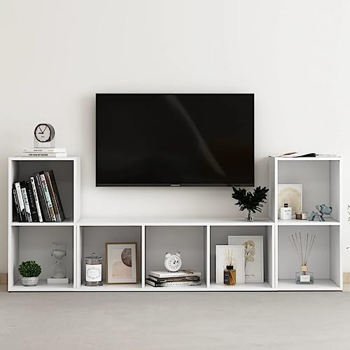 Pangshiyuan 3-Piece TV Stand Set with Engineered Wood, Spacious Storage, Adjustable Placement, White, 72x35x36.5cm and 107x35x37cm Pangshiyuan 3-Piece TV Stand Set with Engineered Wood, Spacious Storage, Adjustable Placement, White, 72x35x36.5cm and 107x35x37cm von Pangshiyuan
