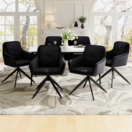 Pangshiyuan 360-Grad Drehbarer Esszimmerstuhl mit Schlingenvelours, Ergonomischer Stuhl mit Armlehnen, Verstellbare Füße, Stuhl mit Metallbeinen, Für Esszimmer, Wohnzimmer, Schminktisch, Grau von Pangshiyuan