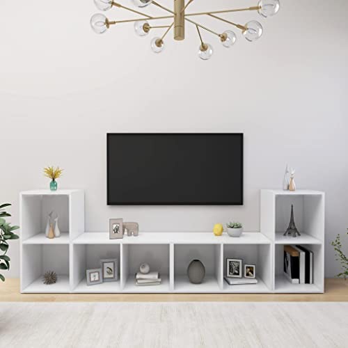 Pangshiyuan 4-Piece TV Stand Set, Engineered Wood, Modern Design, Storage Console, Media Organizer, White, 72 x 35 x 36.5cm Pangshiyuan 4-Piece TV Stand Set, Engineered Wood, Modern Design, Storage Console, Media Organizer, White, 72 x 35 x 36.5cm von Pangshiyuan