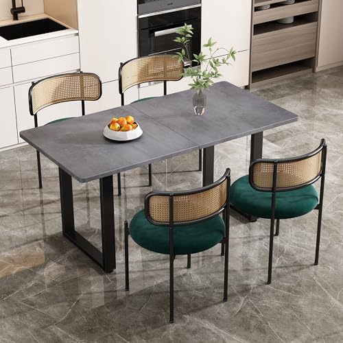Pangshiyuan 4er Set Samt Esszimmerstühle mit Rattan Rückenlehne, Metallbeine, Ergonomisches Design, Komfortabel für Wohnzimmer, Schlafzimmer, Grüne Farbe Pangshiyuan 4er Set Samt Esszimmerstühle mit Rattan Rückenlehne, Metallbeine, Ergonomisches Design, Komfortabel für Wohnzimmer, Schlafzimmer, Grüne Farbe von Pangshiyuan