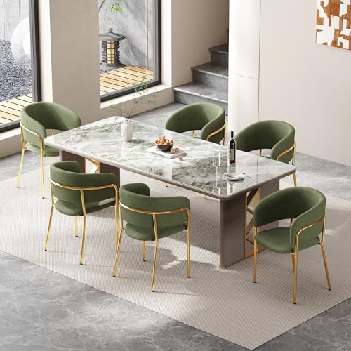 Pangshiyuan 6 St Moderner Stuhl mit Schrägstuhlbein, Verstellbare Füße und Cordstoff, Ergonomisch, Vielseitig Einsetzbar, Grün, 55x55x80cm von Pangshiyuan