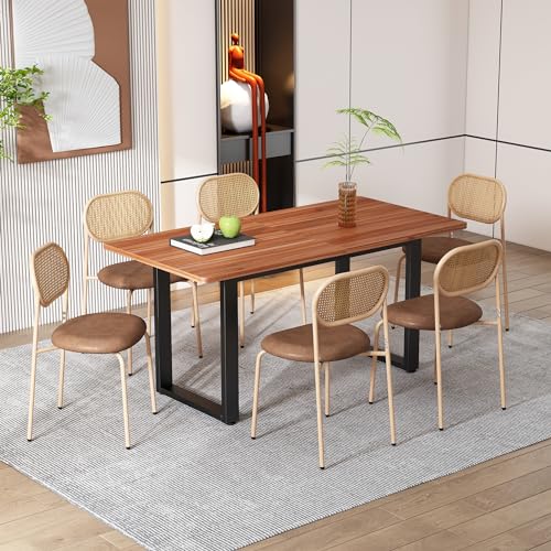Pangshiyuan 6er Set Esszimmerstühle mit PU-Sitz, Rattan Rückenlehne, Metallbeine, Ergonomisches Design, Komfortabel für Wohnzimmer, Schlafzimmer und gewerbliche Nutzung, Braun Pangshiyuan 6er Set Esszimmerstühle mit PU-Sitz, Rattan Rückenlehne, Metallbeine, Ergonomisches Design, Komfortabel für Wohnzimmer, Schlafzimmer und gewerbliche Nutzung, Braun von Pangshiyuan