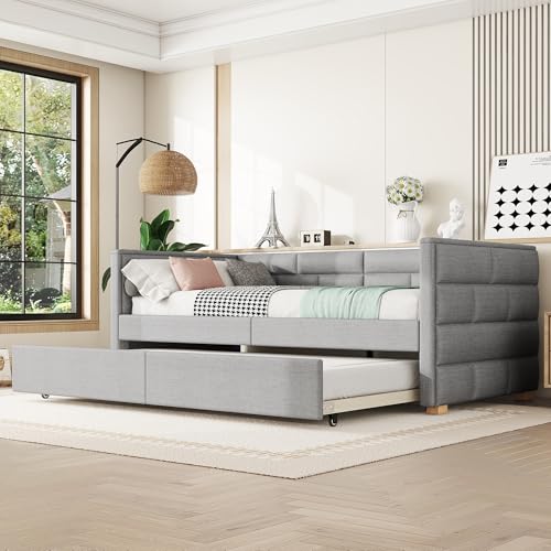 Pangshiyuan 90x200cm Schlafsofa mit ausziehbarem Bett, minimalistischem Design, langlebiges PU-Material, Grau Pangshiyuan 90x200cm Schlafsofa mit ausziehbarem Bett, minimalistischem Design, langlebiges PU-Material, Grau von Pangshiyuan