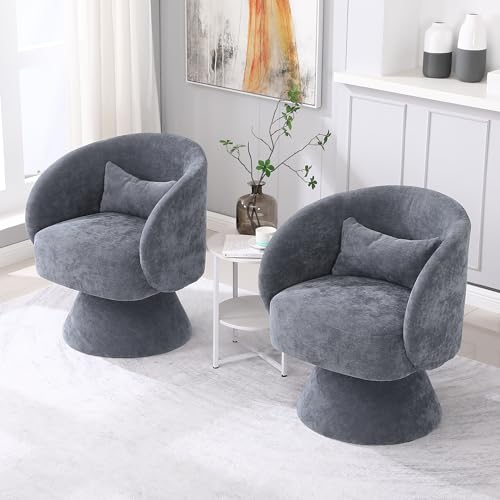 Pangshiyuan Drehbarer Lounge Sessel 2er Set mit Polyblend Stoff, gepolstertem Sitz, hoher Rückenlehne, Relaxstuhl für Wohnzimmer Schlafzimmer Kinderzimmer Büro, Grau, 61.5x65x78 cm Pangshiyuan Drehbarer Lounge Sessel 2er Set mit Polyblend Stoff, gepolstertem Sitz, hoher Rückenlehne, Relaxstuhl für Wohnzimmer Schlafzimmer Kinderzimmer Büro, Grau, 61.5x65x78 cm von Pangshiyuan