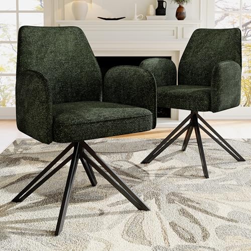 Pangshiyuan Drehstuhl Set mit 360° Drehfunktion, Ergonomischer Esszimmerstuhl mit Armlehnen, Samtpolsterung, Metallbeine, Moderne Stühle für Wohnzimmer und Esszimmer, 51x48x88.5cm (Set von 2) von Pangshiyuan