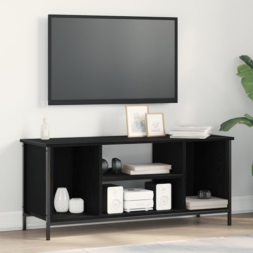 Pangshiyuan Entertainment Center aus schwarzer Eiche mit Spanplatte und Metall, modernes Design, 102 x 35 x 45cm, für Wohnzimmer Pangshiyuan Entertainment Center aus schwarzer Eiche mit Spanplatte und Metall, modernes Design, 102 x 35 x 45cm, für Wohnzimmer von Pangshiyuan
