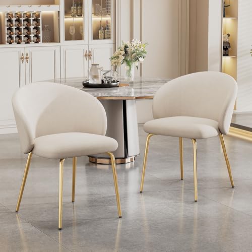 Pangshiyuan Esszimmerstühle 2er Set mit Samtbezug, Elegante Stühle mit Armlehnen und Goldenen Metallbeinen, Stilvolle Stühle für Esszimmer und Wohnzimmer, Beige Pangshiyuan Esszimmerstühle 2er Set mit Samtbezug, Elegante Stühle mit Armlehnen und Goldenen Metallbeinen, Stilvolle Stühle für Esszimmer und Wohnzimmer, Beige von Pangshiyuan