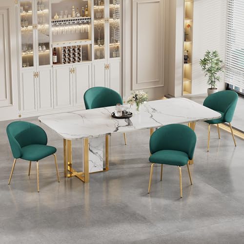 Pangshiyuan Esszimmerstühle 4er Set mit Samtbezug, Elegante Stühle mit Armlehnen und Goldenen Metallbeinen, Komfortable Stühle für Esszimmer, Küche und Wohnzimmer, Grün Pangshiyuan Esszimmerstühle 4er Set mit Samtbezug, Elegante Stühle mit Armlehnen und Goldenen Metallbeinen, Komfortable Stühle für Esszimmer, Küche und Wohnzimmer, Grün von Pangshiyuan