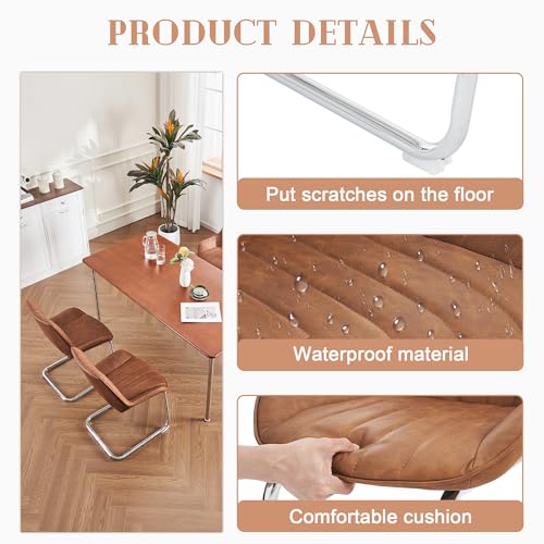 Pangshiyuan Esszimmerstühle Set von 2, Kunstlederbezug, Schaumstoffpolsterung, Stabile Metallbeine, Moderner Stil für Esszimmer, Wohnzimmer, Küche, Braun, 56x51x81cm Pangshiyuan Esszimmerstühle Set von 2, Kunstlederbezug, Schaumstoffpolsterung, Stabile Metallbeine, Moderner Stil für Esszimmer, Wohnzimmer, Küche, Braun, 56x51x81cm von Pangshiyuan