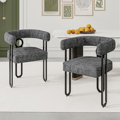 Pangshiyuan Esszimmerstuhl 2er Set mit Chenille, Rundrücken Design, ergonomisch gepolstert, Moderne Küchenstühle, Wohnzimmerstühle, Grau, 60x51x72cm Pangshiyuan Esszimmerstuhl 2er Set mit Chenille, Rundrücken Design, ergonomisch gepolstert, Moderne Küchenstühle, Wohnzimmerstühle, Grau, 60x51x72cm von Pangshiyuan