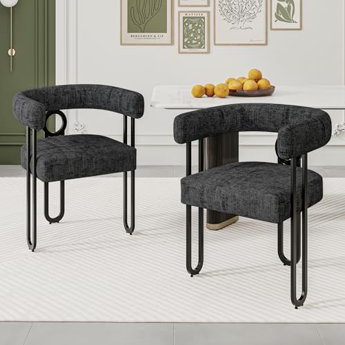 Pangshiyuan Esszimmerstuhl 2er Set mit Chenille, Rundrücken Design, ergonomisch gepolstert, Moderne Küchenstühle, Wohnzimmerstühle, Schwarz, 60x51x72cm Pangshiyuan Esszimmerstuhl 2er Set mit Chenille, Rundrücken Design, ergonomisch gepolstert, Moderne Küchenstühle, Wohnzimmerstühle, Schwarz, 60x51x72cm von Pangshiyuan