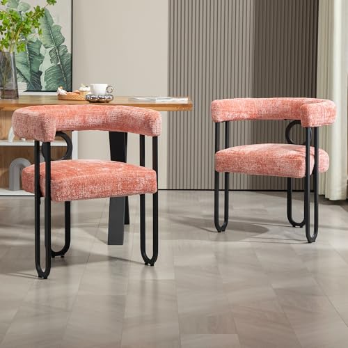 Pangshiyuan Esszimmerstuhl 2er Set mit Chenillebezug, runde Rückenlehne, ergonomisch gepolstert, Küchenstuhl modern, Wohnzimmerstuhl, Rosa, 60x51x72cm Pangshiyuan Esszimmerstuhl 2er Set mit Chenillebezug, runde Rückenlehne, ergonomisch gepolstert, Küchenstuhl modern, Wohnzimmerstuhl, Rosa, 60x51x72cm von Pangshiyuan