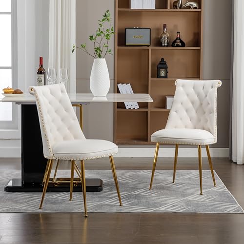 Pangshiyuan Esszimmerstuhl 2er Set mit Samtbezug, hoher Rückenlehne, ergonomisch gepolstert, Silber-Metallbeinen, moderner Wohnzimmerstuhl, Beige, 43.9x62x87.5cm Pangshiyuan Esszimmerstuhl 2er Set mit Samtbezug, hoher Rückenlehne, ergonomisch gepolstert, Silber-Metallbeinen, moderner Wohnzimmerstuhl, Beige, 43.9x62x87.5cm von Pangshiyuan