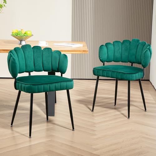 Pangshiyuan Esszimmerstuhl Set aus Samt mit runder Rückenlehne, hohlbündigem Design, ergonomisch gepolstert, Küchenstuhl Wohnzimmerstuhl, smaragdgrün, 58x56x78cm, 2er Set Pangshiyuan Esszimmerstuhl Set aus Samt mit runder Rückenlehne, hohlbündigem Design, ergonomisch gepolstert, Küchenstuhl Wohnzimmerstuhl, smaragdgrün, 58x56x78cm, 2er Set von Pangshiyuan