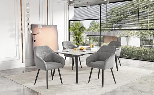 Pangshiyuan Esszimmerstuhl Set mit 4 Stühlen, Samt Polsterstuhl mit Metallbeinen, Ergonomische Rückenlehne, Armlehnen, Höhenverstellbare Füße, Für Esszimmer & Wohnzimmer, Grau Pangshiyuan Esszimmerstuhl Set mit 4 Stühlen, Samt Polsterstuhl mit Metallbeinen, Ergonomische Rückenlehne, Armlehnen, Höhenverstellbare Füße, Für Esszimmer & Wohnzimmer, Grau von Pangshiyuan