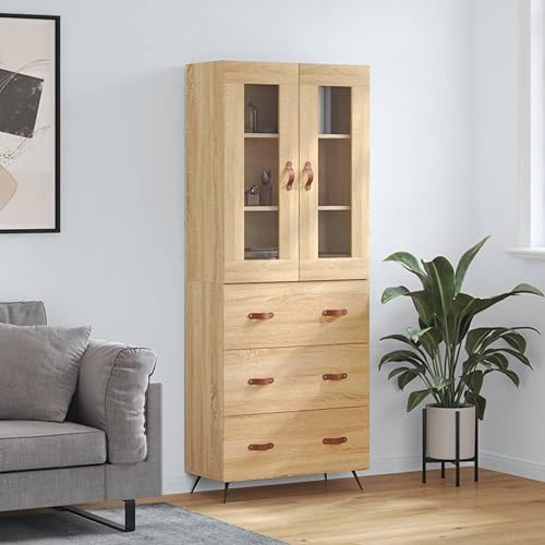 Pangshiyuan Highboard Schrank mit 2 Teilen, Holzwerkstoff in Sonoma-Eiche Design, Moderner Wohnzimmer Sideboard mit Metallfüßen, Stauraum für Wohnzimmer Schlafzimmer, 69.5W x 34D x 180H cm Pangshiyuan Highboard Schrank mit 2 Teilen, Holzwerkstoff in Sonoma-Eiche Design, Moderner Wohnzimmer Sideboard mit Metallfüßen, Stauraum für Wohnzimmer Schlafzimmer, 69.5W x 34D x 180H cm von Pangshiyuan