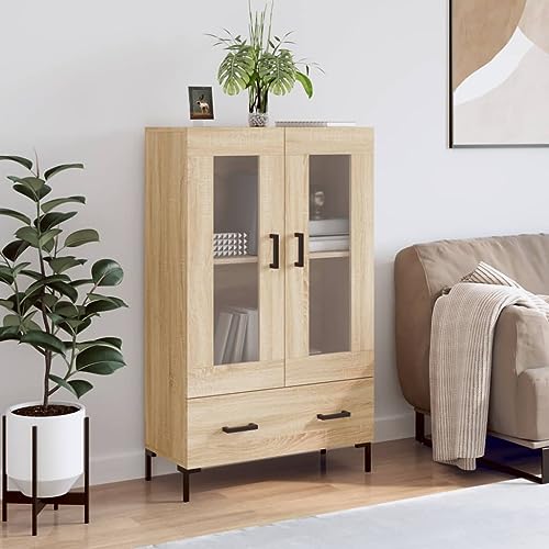 Pangshiyuan Highboard mit Holzwerkstoff und Glasfront, Modernes Sideboard mit Metallbeinen, Stauraum für Wohnzimmer oder Schlafzimmer, Sonoma-Eiche, 69.5W x 31D x 115H cm Pangshiyuan Highboard mit Holzwerkstoff und Glasfront, Modernes Sideboard mit Metallbeinen, Stauraum für Wohnzimmer oder Schlafzimmer, Sonoma-Eiche, 69.5W x 31D x 115H cm von Pangshiyuan