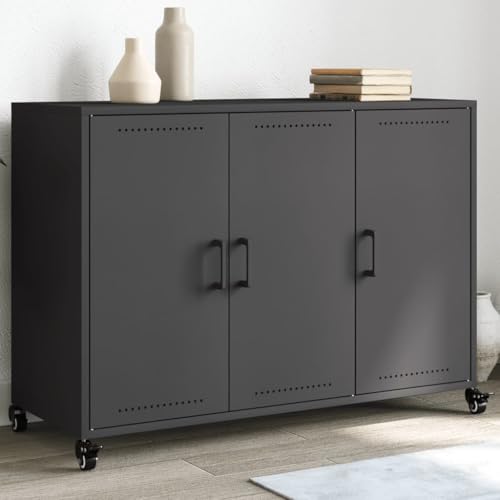 Pangshiyuan Highboard mit RGB-LED-Beleuchtung, Holzwerkstoff, Platzsparend, Stauraum mit Türen, Grau Sonoma, 69x32.5x200 cm von Pangshiyuan